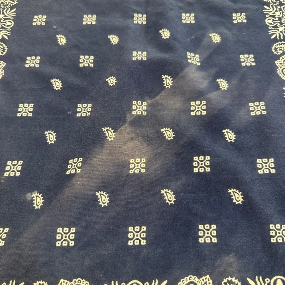 Paris Accessories Bandana Navy Blue Paisley Cotton Made in USA Vintage Scarf